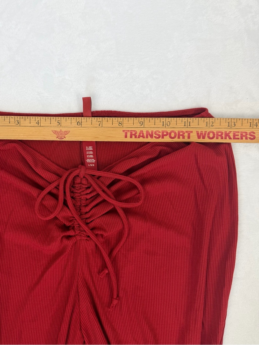 Skims Set Sz L Tie Front Top & Flared Leg Pants Ribbed Stretch Modal Loungewear - Picture 12 of 14